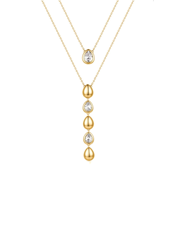 COLLANA DONNA GLOW DORATA DOPPIO FILO CON ELELMENTI A GOCCIA BROSWAY