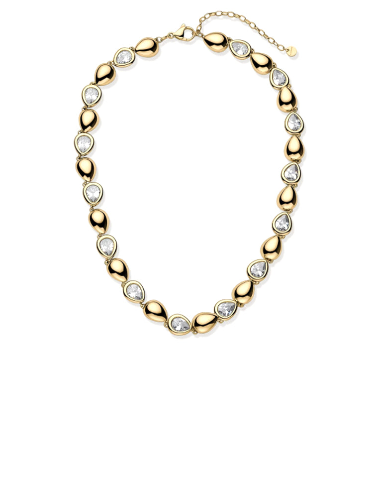 COLLANA DONNA GLOW DORATA CON ELEMENTI A GOCCIA E ZIRCONI BROSWAY