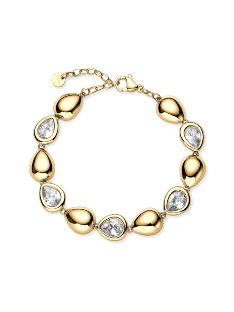 BRACCIALE DONNA GLOW DORATO CON ELEMENTI A GOCCIA E ZIRCONI BROSWAY