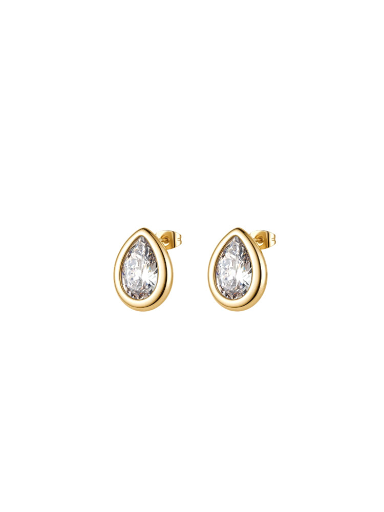 ORECCHINI DONNA GLOW A LOBO A GOCCIA DORATA CON ZIRCONI BROSWAY