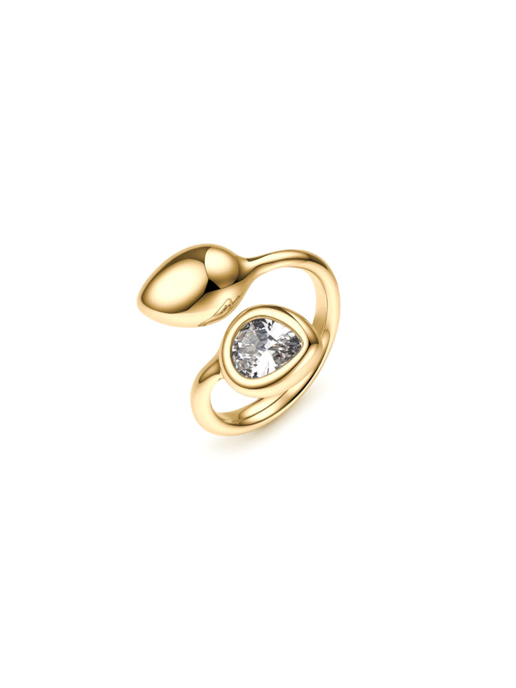ANELLO DONNA GLOW CONTRARIE' CON ELEMENTI A GOCCIA DORATI MIS 14 BROSWAY