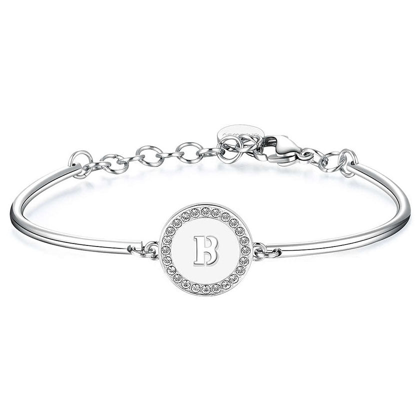 BRACCIALE DONNA CHAKRA, LETTERA B, COLORE RODIO BROSWAY
