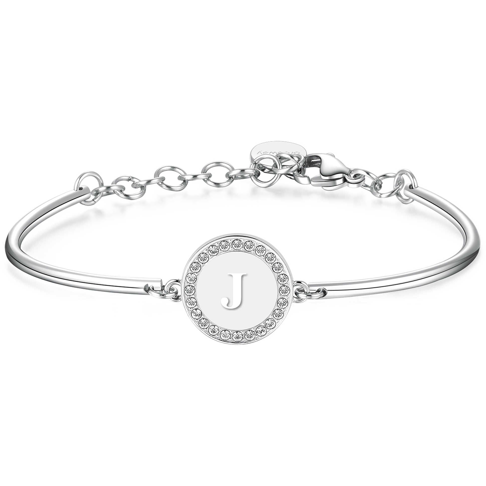 BRACCIALE DONNA CHAKRA, LETTERA J, COLORE RODIO BROSWAY