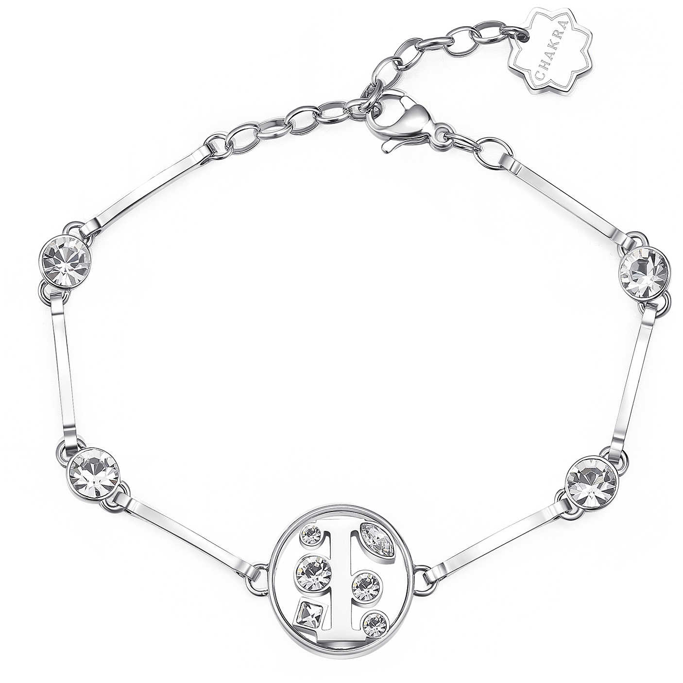 BRACCIALE DONNA CHAKRA LETTERA I IN ACCIAIO SILVER BROSWAY