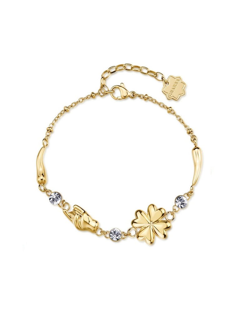 BRACCIALE DONNA CHAKRA DORATO CON SIMBOLI PORTAFORTUNA BROSWAY