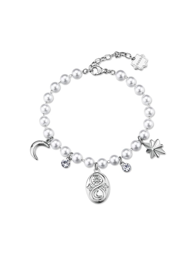 BRACCIALE DONNA CHAKRA CON PERLE E SIMBOLI MISTICI PENDENTI BROSWAY