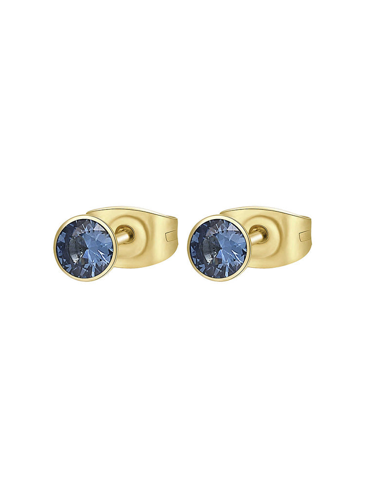 ORECCHINI DONNA CHAKRA, PUNTO LUCE DORATI A LOBO CON ZIRCONI BLU BROSWAY