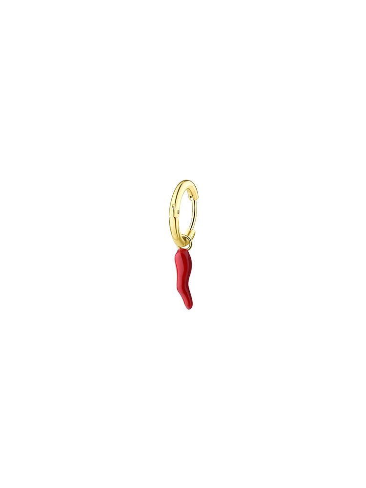 MONO ORECCHINO DONNA IN ACCIAIO DORATO E CORNO ROSSO PENDENTE BROSWAY