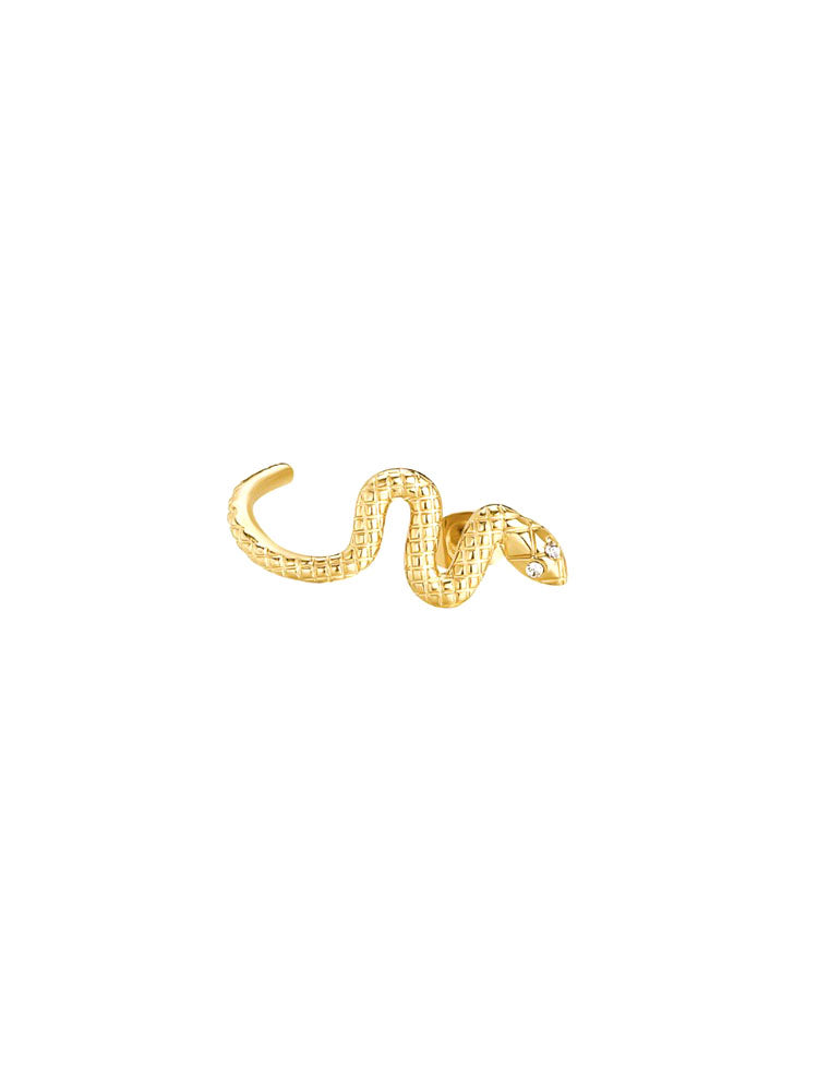 ORECCHINO DONNA CHAKRA A LOBO IN ACCIAIO FINITURA ORO A FORMA DI SERPENTE CON CRISTALLI BROSWAY