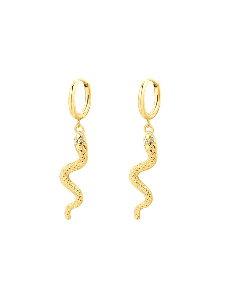 ORECCHINO DONNA CHAKRA PENDENTI IN ACCIAIO CON FINITURA ORO A FORMA DI SERPENTE CON CRISTALLI BROSWAY