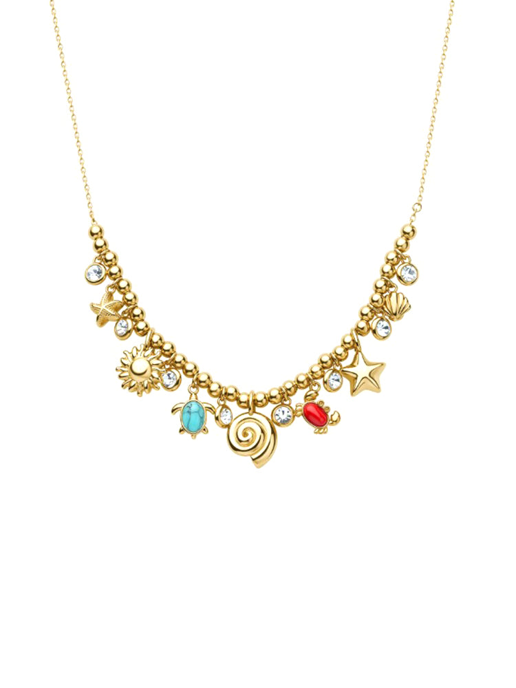COLLANA DONNA CHAKRA VIAGGI DORATA CON CHARM PENDENTI SMALTATI BROSWAY