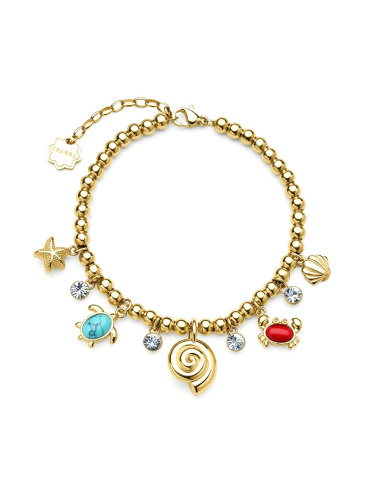 BRACCIALE DONNA CHAKRA VIAGGI DORATO CON PENDENTI SMALTATI BROSWAY