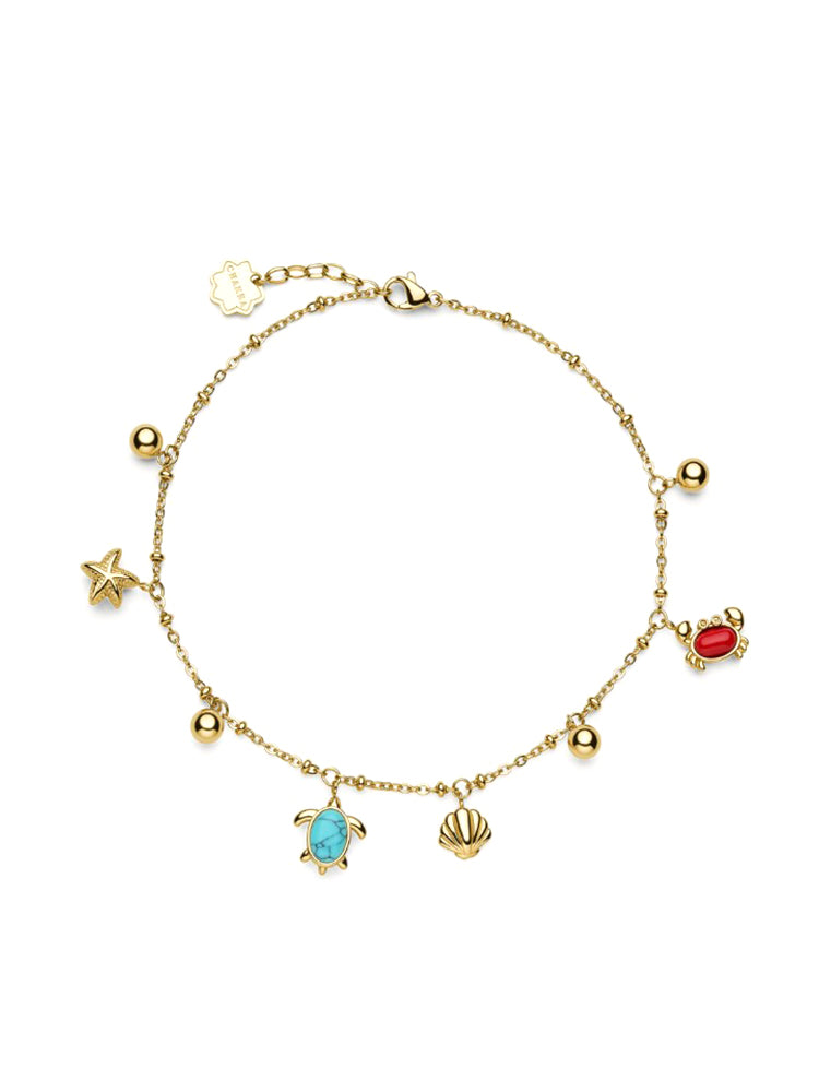 CAVIGLIERA DONNA CHAKRA VIAGGI DORATA CON PENDENTI BROSWAY