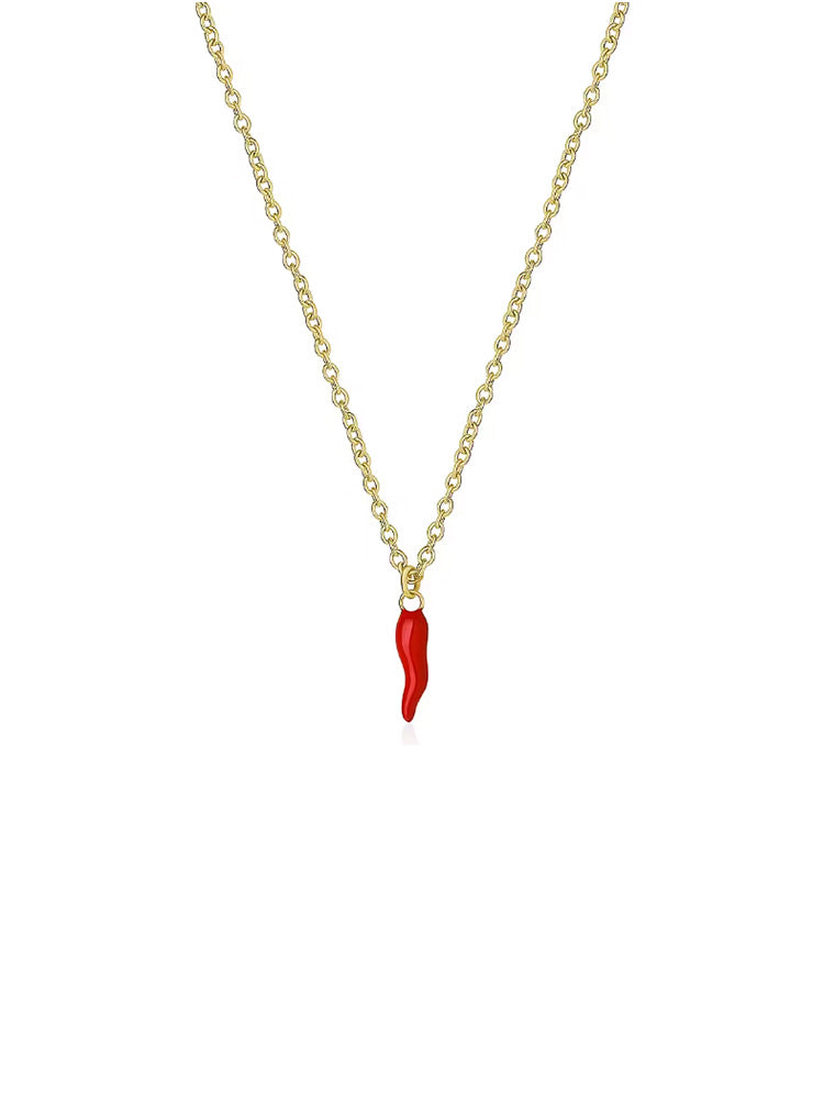 COLLANA DONNA CHAKRA PORTAFORTUNA IN ACCIAIO DORATO E CORNO ROSSO BROSWAY