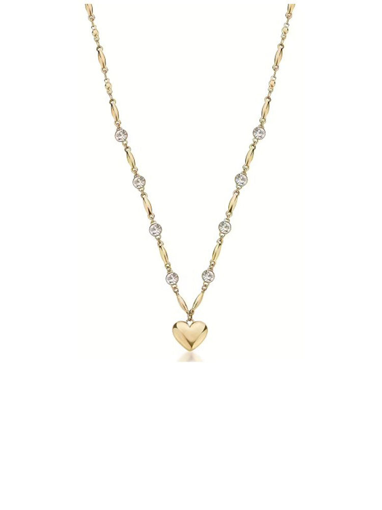 COLLANA DONNA CHAKRA CUORE IN ACCIAIO CON FINITURA ORO E CRISTALLI BROSWAY