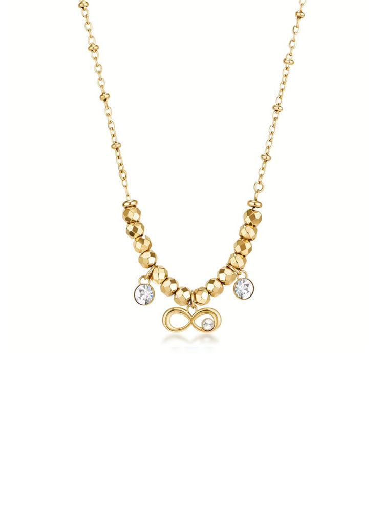 COLLANA DONNA IN ACCIAIO CHAKRA FINITURA ORO CON PENDENTE INFINITOE CRISTALLI BROSWAY