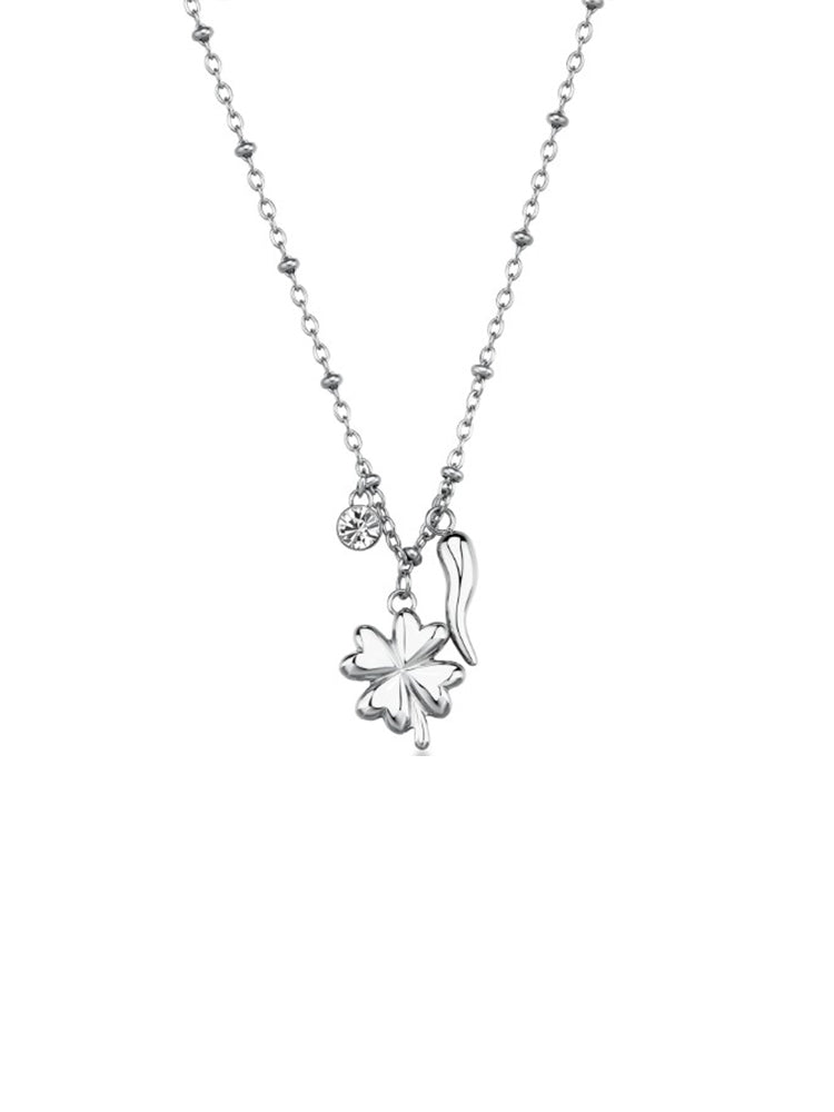 COLLANA DONNA CHAKRA CON QUADRIFOGLIO E CORNO PENDENTI  BROSWAY