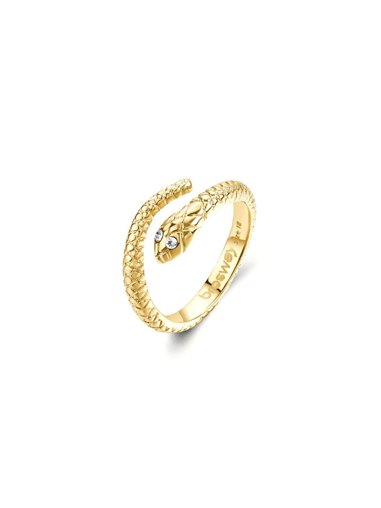 ANELLO DONNA IN ACCIAIO CHAKRA COLOR ORO GIALLO CON SERPENTE MISURA 10 BROSWAY