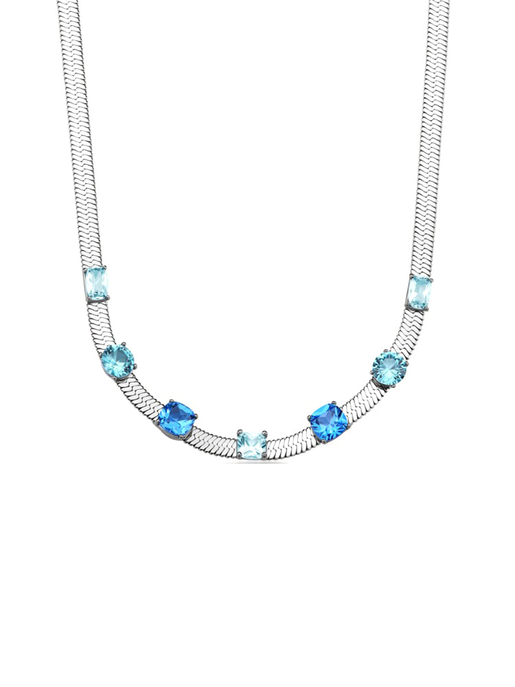 COLLANA DONNA DREAMING GIROCOLLO IN ACCIAIO CON ZIRCONI BLU BROSWAY