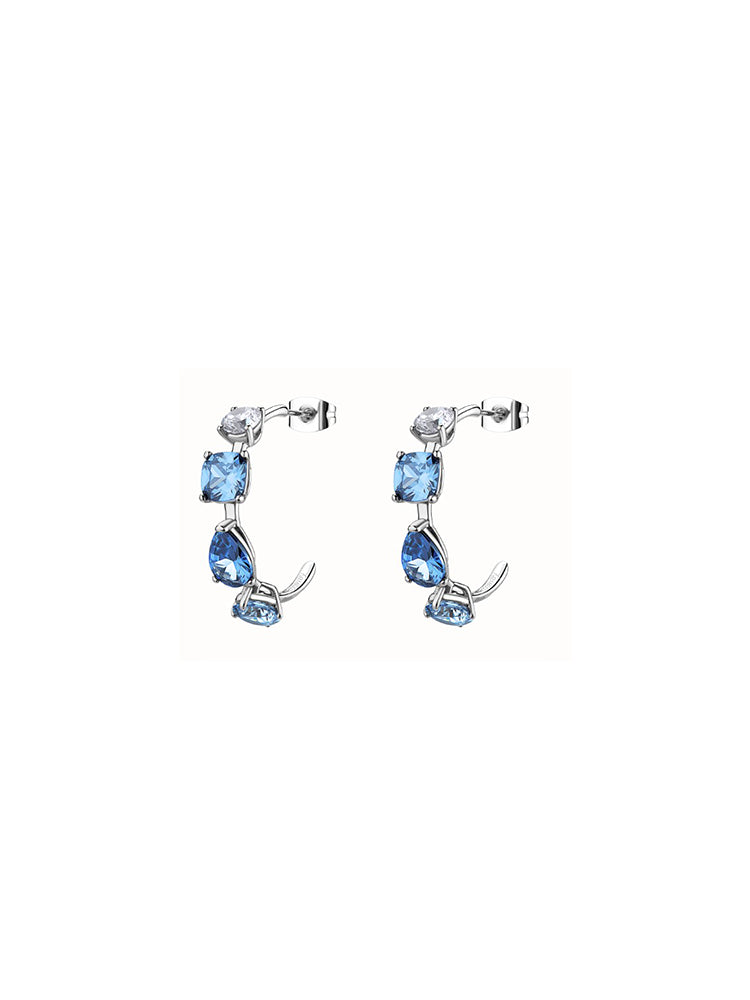 ORECCHINI DONNA DREAMING A CERCHIO CON CRISTALLI AZZURRI BROSWAY