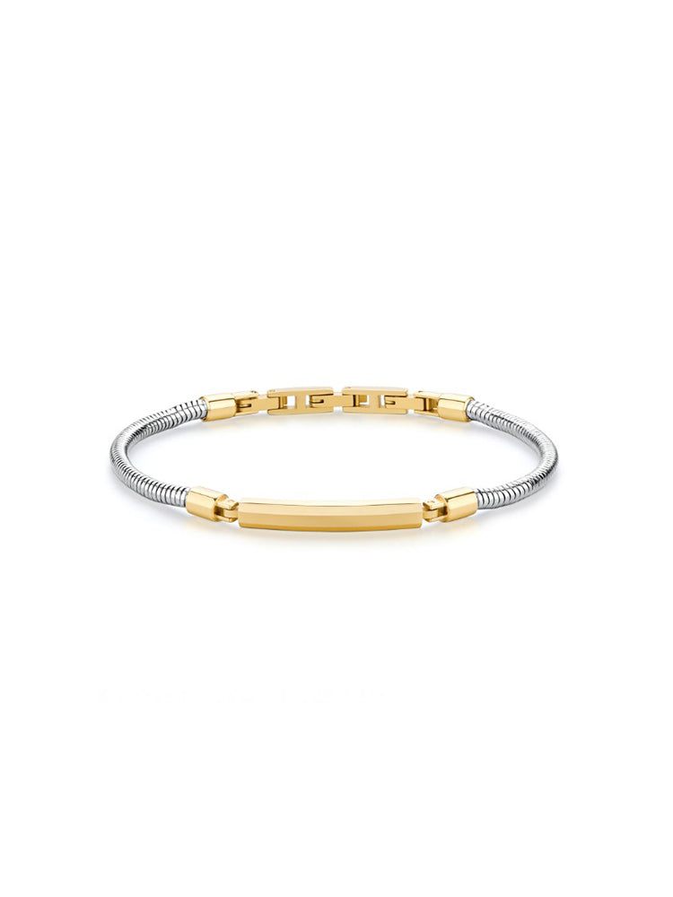 BRACCIALE IN ACCIAIO CON PIASTRINA DORATA CENTRALE BROSWAY