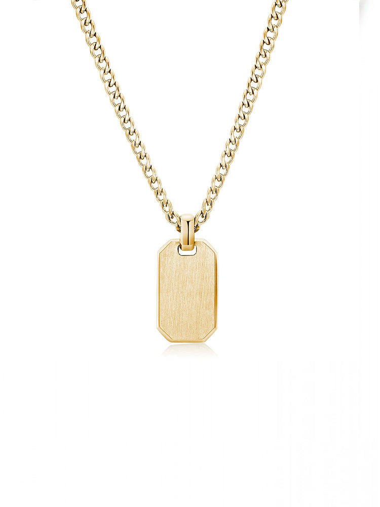 COLLANA UOMO INK ORO GIALLO CON TARGHETTA BROSWAY