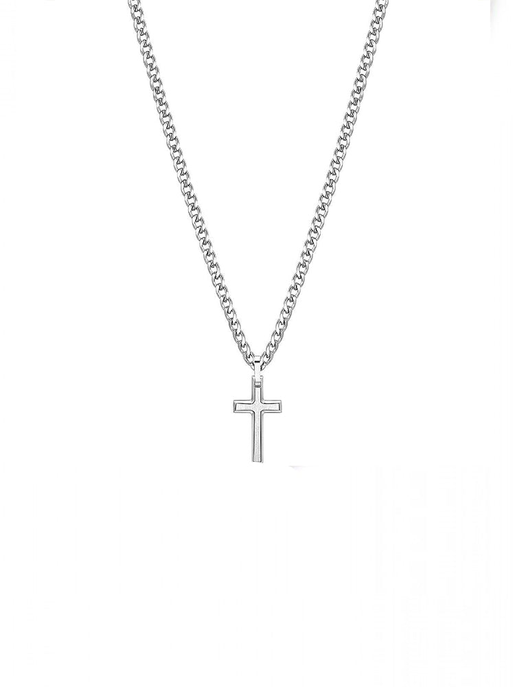 COLLANA UOMO INK, IN ACCIAIO SILVER CON CROCE BROSWAY