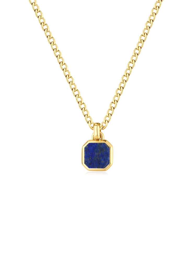 COLLANA UOMO GIROCOLLO INK IN ACCIAIO COLOR ORO GIALLO E CIONDOLO BLU BROSWAY