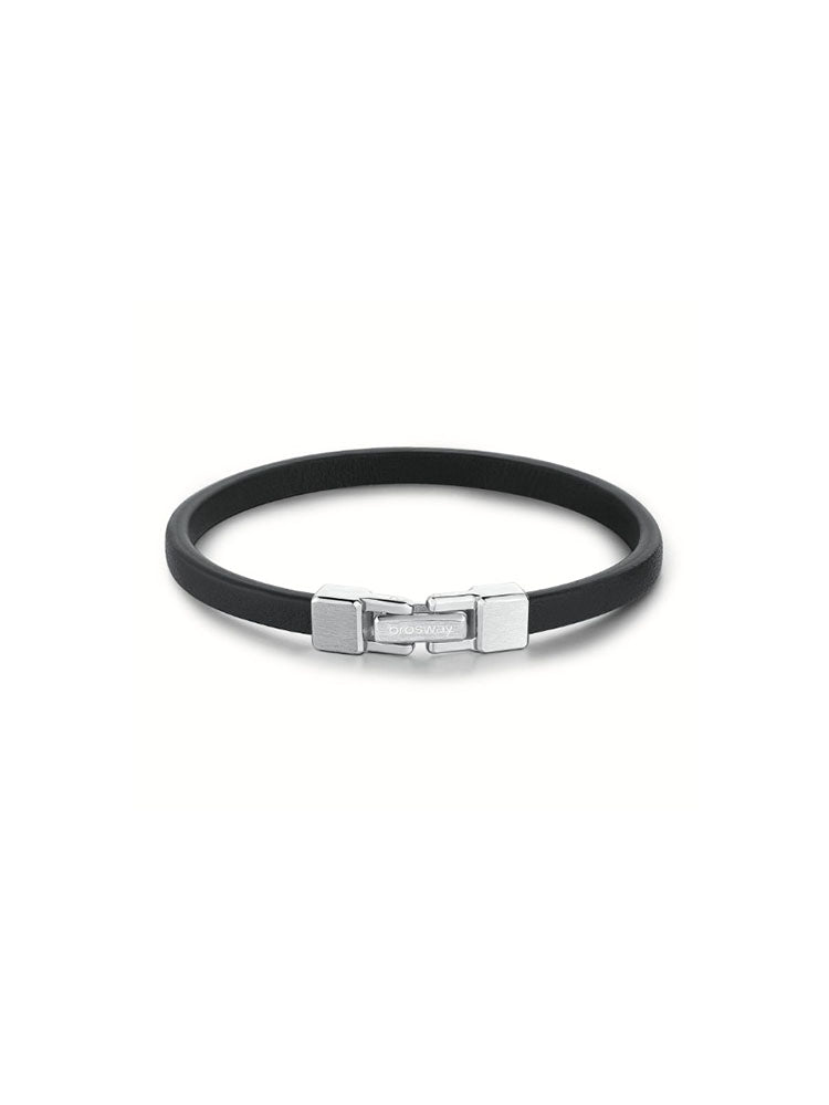 BRACCIALE UOMO INK 180 MM IN PELLE NERA CON CHIUSURA IN ACCIAIO BROSWAY