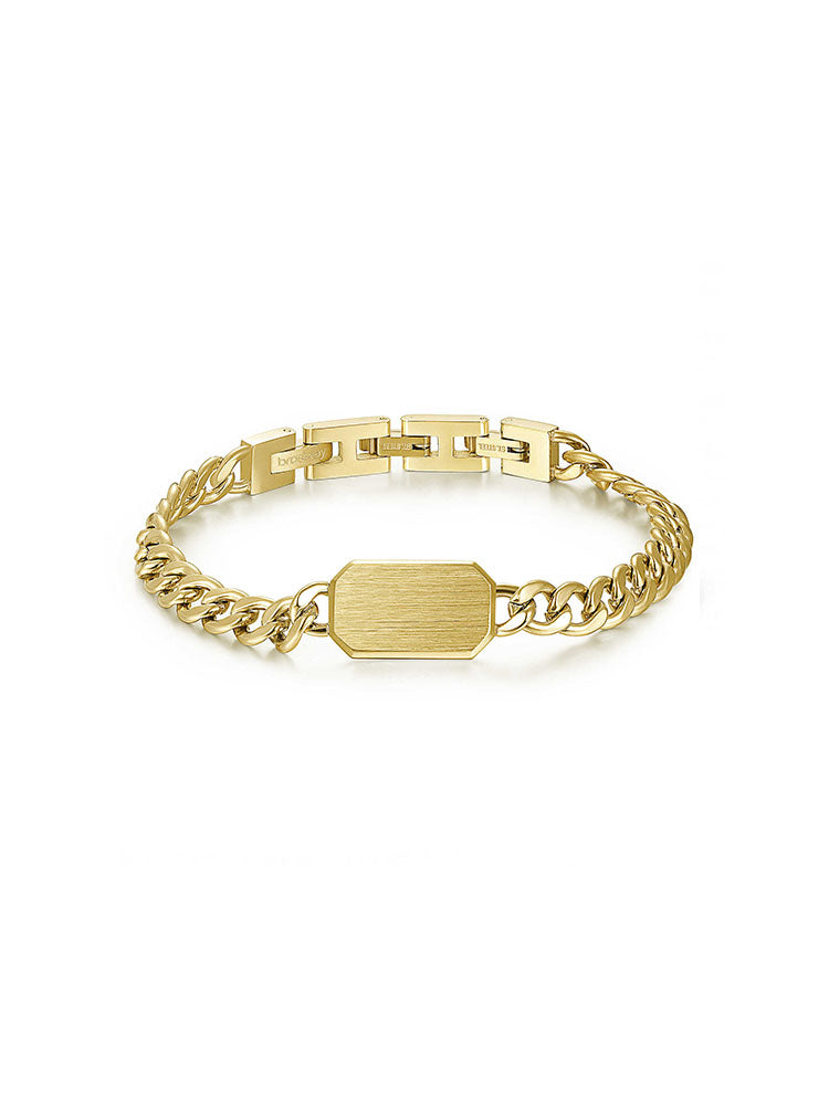 BRACCIALE UOMO INK IN ACCIAIO COLOR ORO GIALLO CON TARGHETTA BROSWAY
