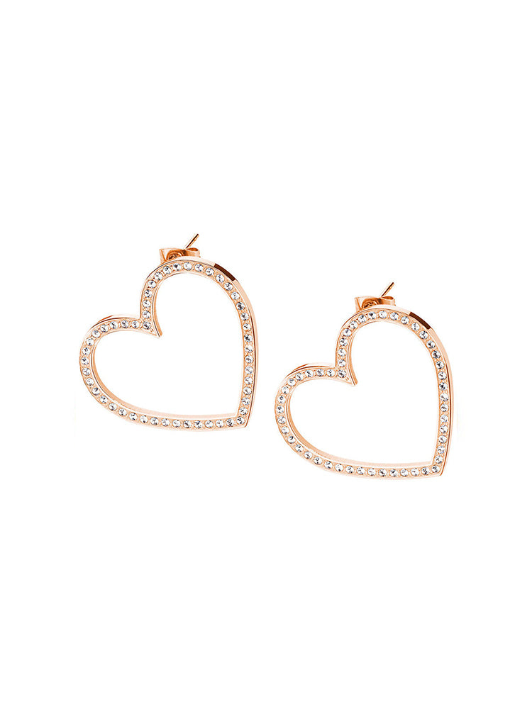 ORECCHINI DONNA MINUETTO, ROSATI A CUORE CON ZIRCONI BROSWAY