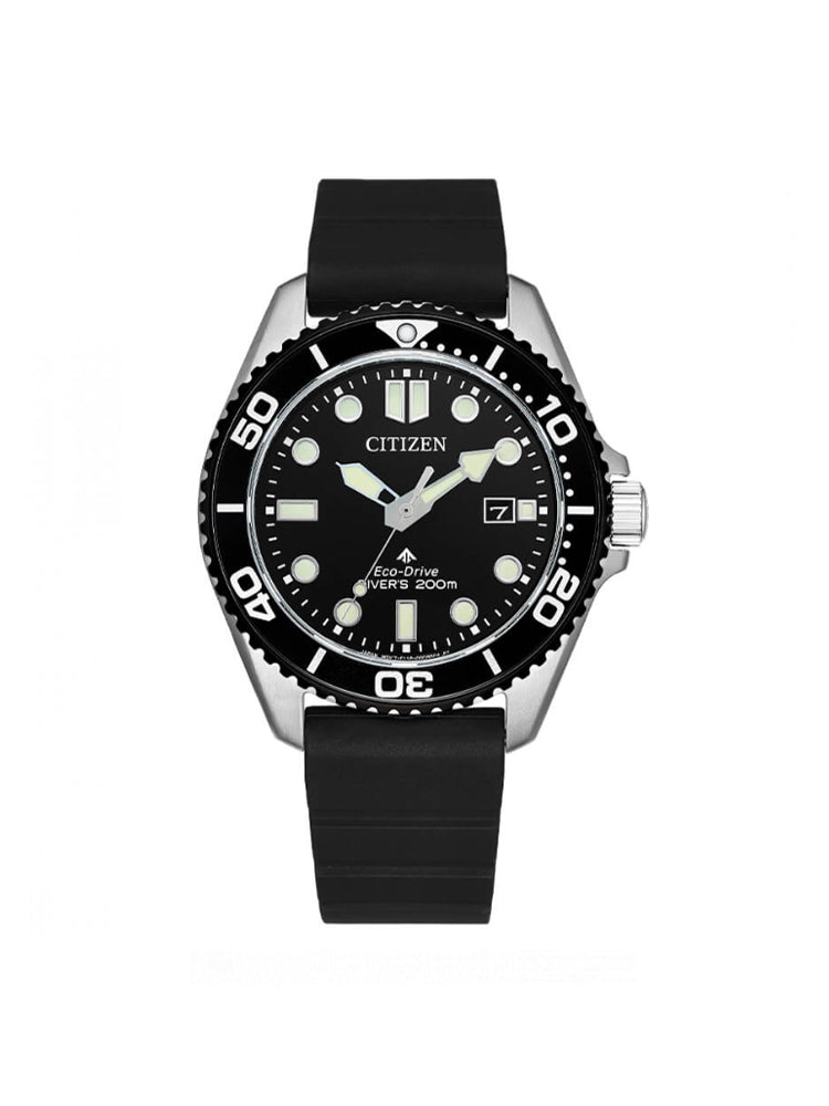 OROLOGIO UOMO DIVER'S ECO DRIVE 200 MT 40 MM CON CINTURINO IN SILICONE NERO CITIZEN