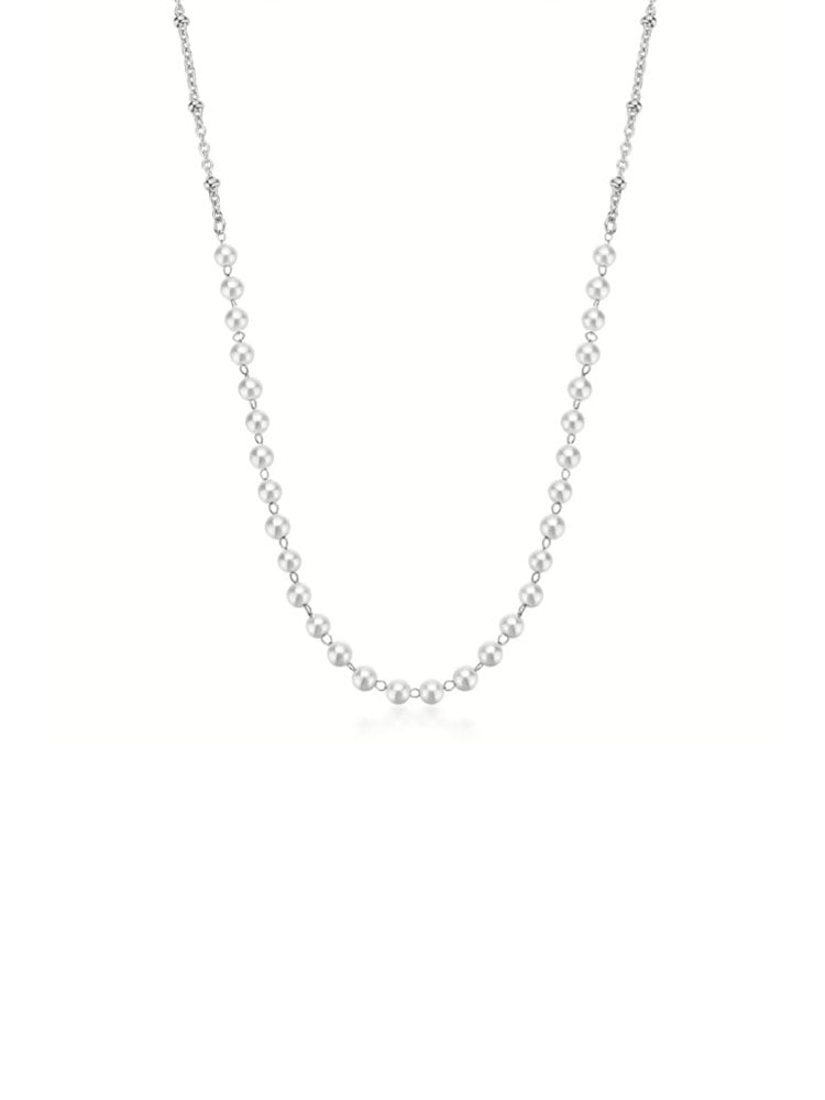 COLLANA DONNA IN ACCIAIO A CATENA CON PERLE 44 CM COLLEZIONE ESSENTIAL BROSWAY