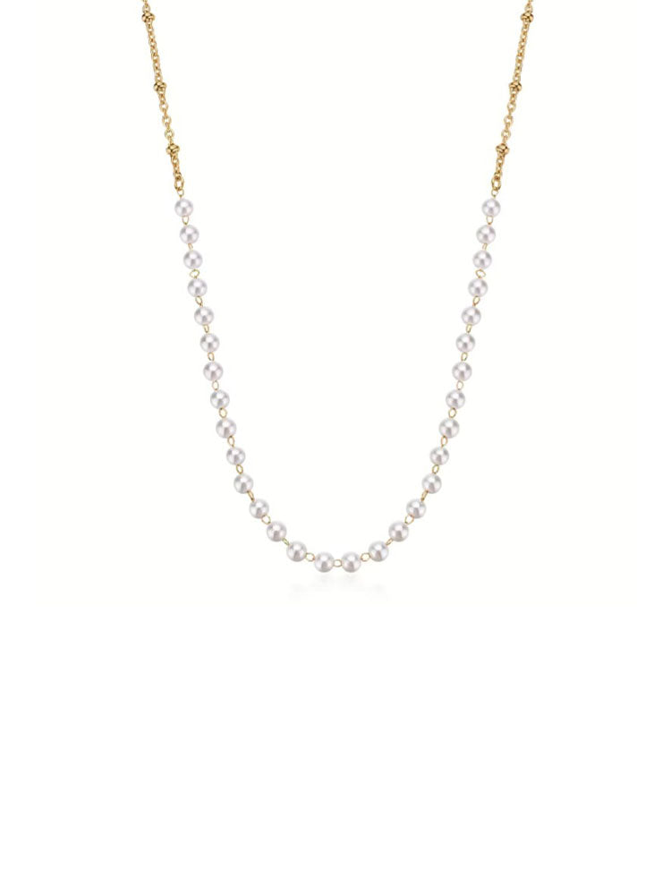 COLLANA DONNA IN ACCIAIO A CATENA CON PERLE 56 CM FINITURA ORO COLLEZIONE ESSENTIAL BROSWAY