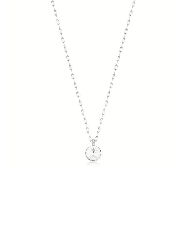 COLLANA DONNA IN ACCIAIO A CATENA CON PIASTRINA CENTRALE E CRISTALLO  COLLEZIONE ESSENTIAL BROSWAY