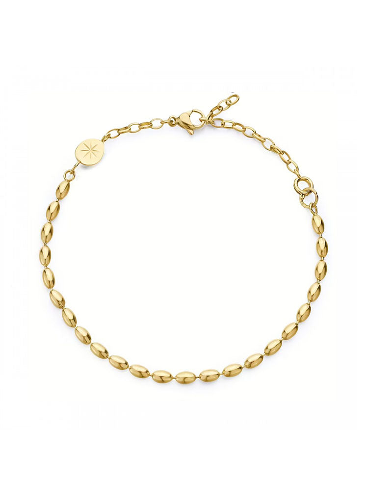 BRACCIALE DONNA IN ACCIAIO CATENA A GRANI FINITURA ORO COLLEZIONE ESSENTIAL BROSWAY