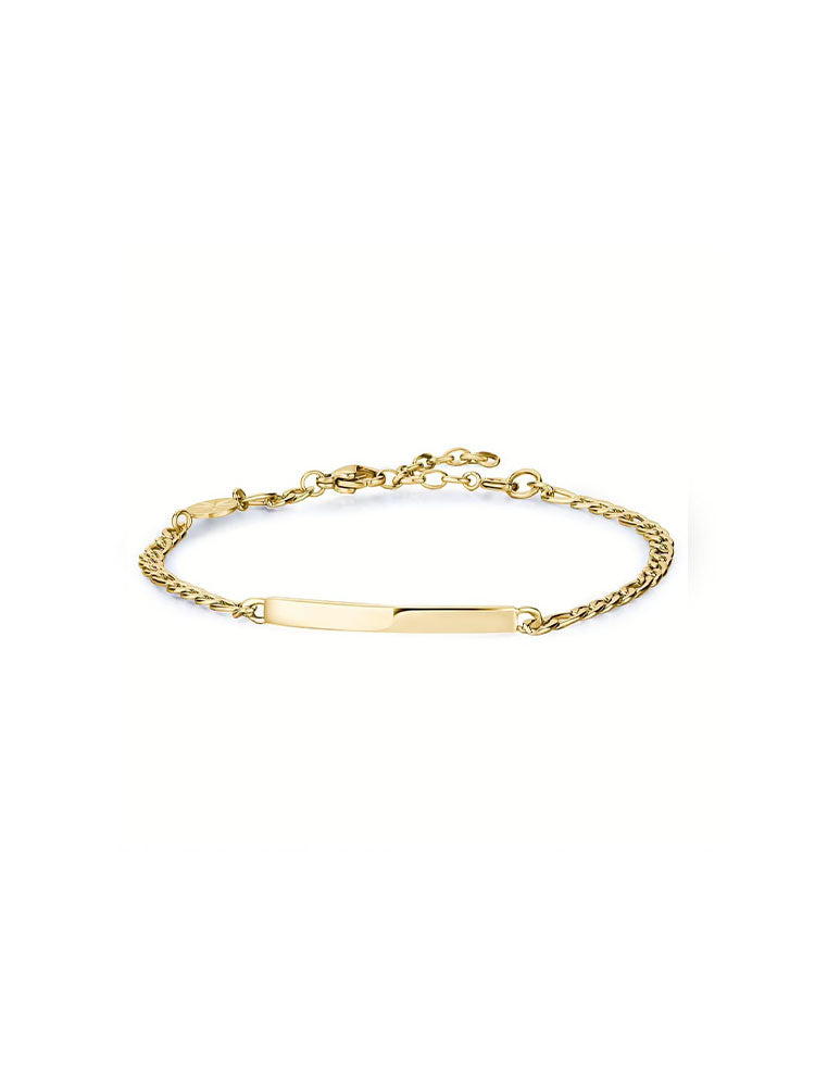 BRACCIALE DONNA IN ACCIAIO  COLLEZIONE ESSENTIAL A CATENA CON PIASTRINA FINITURA ORO CENTRALE BROSWAY