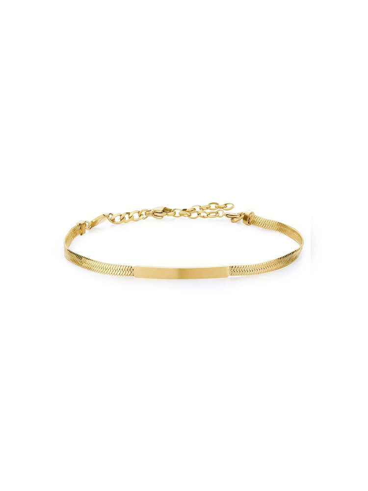 BRACCIALE DONNA IN ACCIAIO  COLLEZIONE ESSENTIAL A CATENA SNAKE CON PIASTRINA FINITURA ORO CENTRALE BROSWAY
