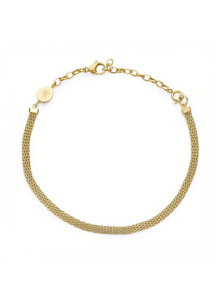 BRACCIALE DONNA IN ACCIAIO A CATENA MAGLIA MILANO FINITURA ORO COLLEZIONE ESSENTIAL BROSWAY