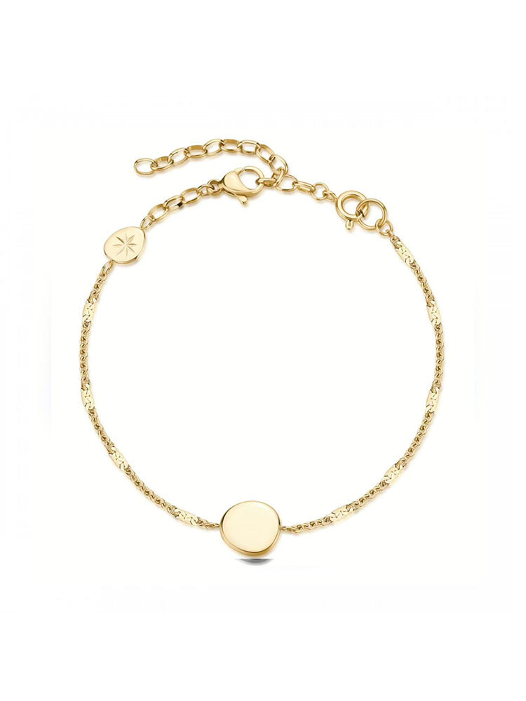 BRACCIALE DONNA IN ACCIAIO  COLLEZIONE ESSENTIAL A CATENA CON PIASTRINA FINITURA ORO CENTRALE BROSWAY