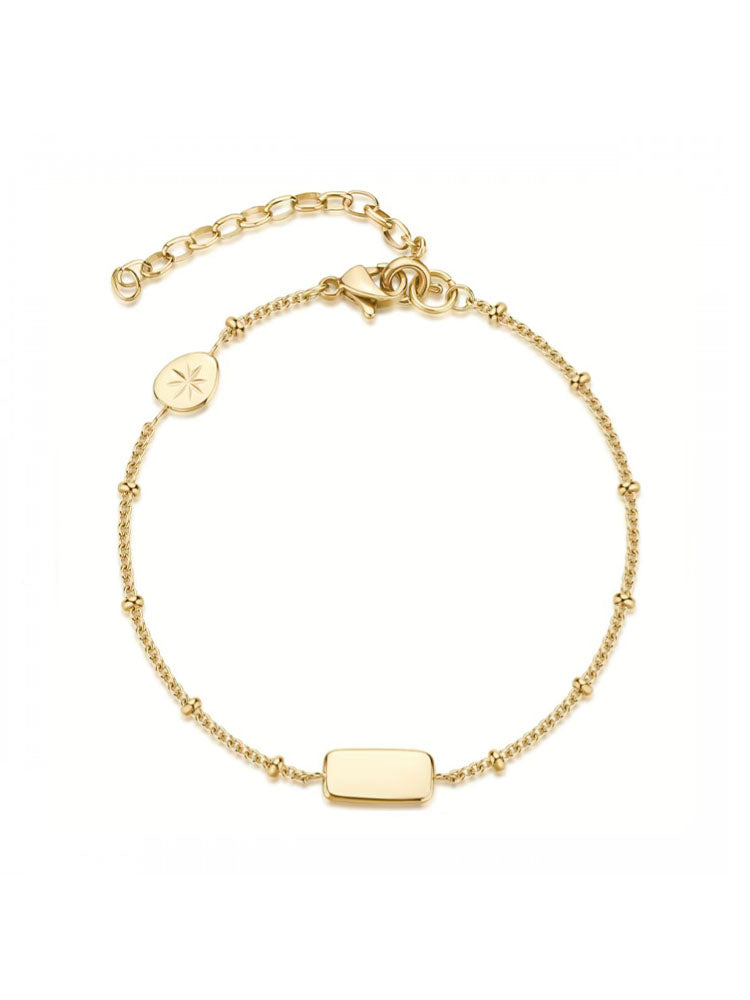 BRACCIALE DONNA IN ACCIAIO  COLLEZIONE ESSENTIAL A CATENA CON PIASTRINA FINITURA ORO CENTRALE BROSWAY
