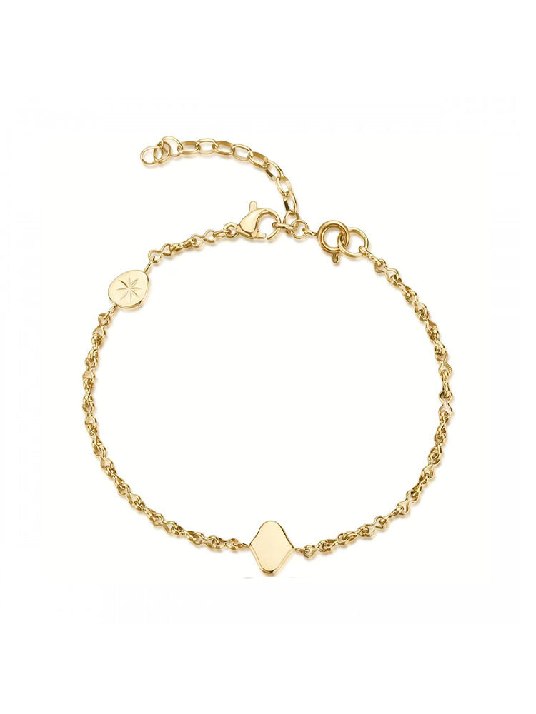 BRACCIALE DONNA IN ACCIAIO  COLLEZIONE ESSENTIAL A CATENA CON PIASTRINA FINITURA ORO CENTRALE BROSWAY