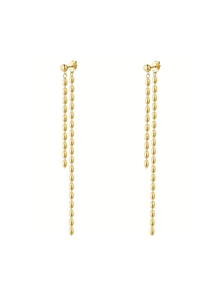 ORECCHINI DONNA PENDENTI IN ACCIAIO A GRANI FINITURA ORO COLLEZIONE ESSENTIAL BROSWAY