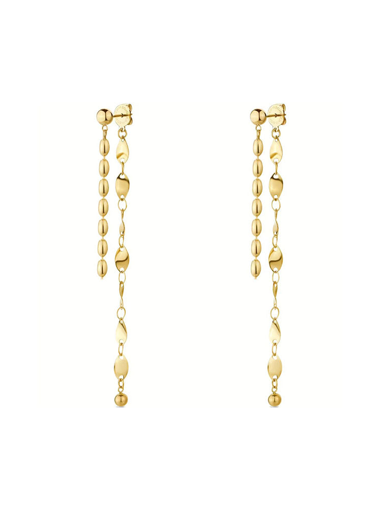ORECCHINI DONNA PENDENTI IN ACCIAIO A GRANI FINITURA ORO COLLEZIONE ESSENTIAL BROSWAY