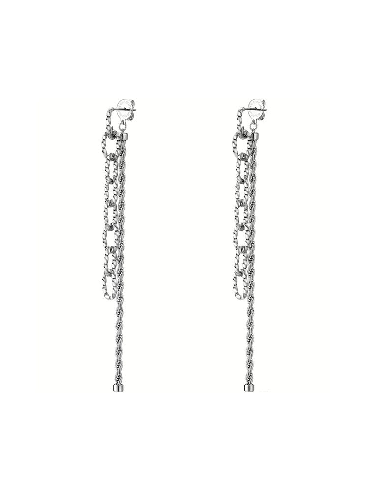 ORECCHINI DONNA PENDENTI IN ACCIAIO A CATENA E TORCHON COLLEZIONE ESSENTIAL BROSWAY