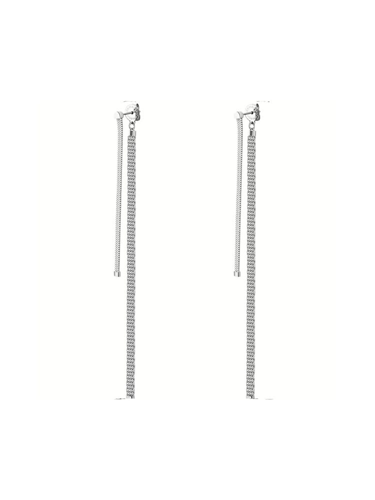 ORECCHINI DONNA PENDENTI IN ACCIAIO A CATENA SNAKE E MAGLIA MILANO COLLEZIONE ESSENTIAL BROSWAY