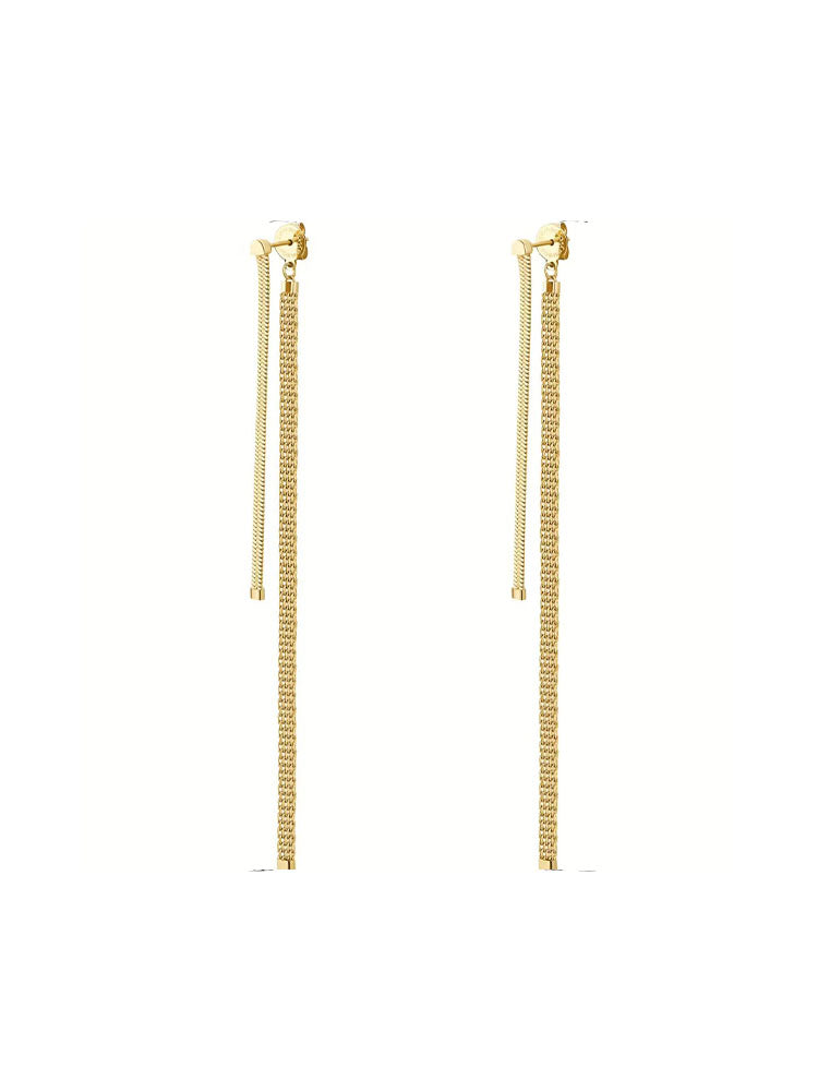 ORECCHINI DONNA PENDENTI IN ACCIAIO A CATENA SNAKE E MAGLIA MILANO FINITURA ORO COLLEZIONE ESSENTIAL BROSWAY