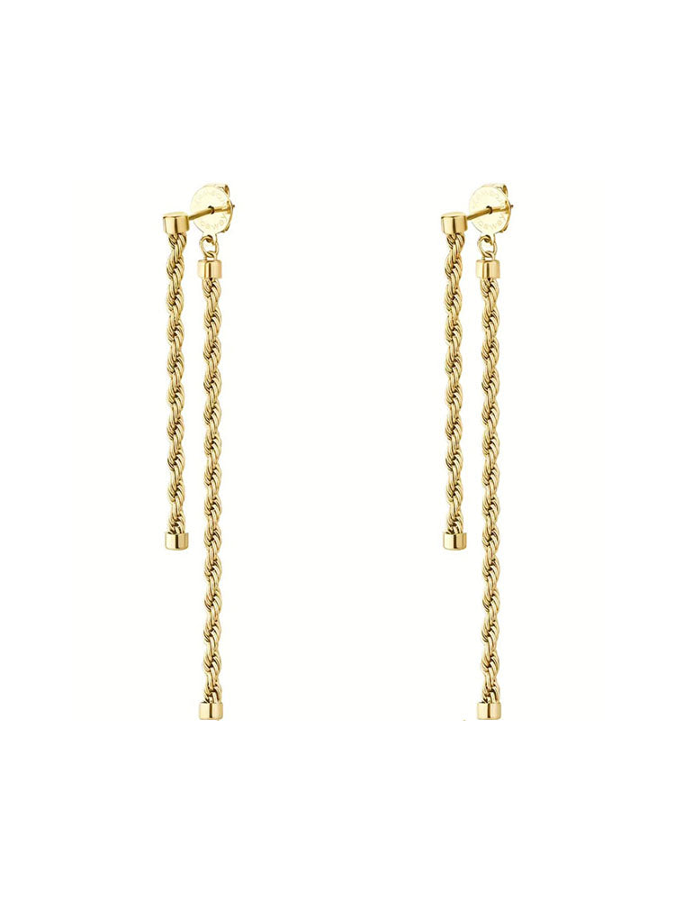 ORECCHINI DONNA IN ACCIAIO PENDENTI  TORCHON FINITURA ORO COLLEZIONE ESSENTIAL BROSWAY
