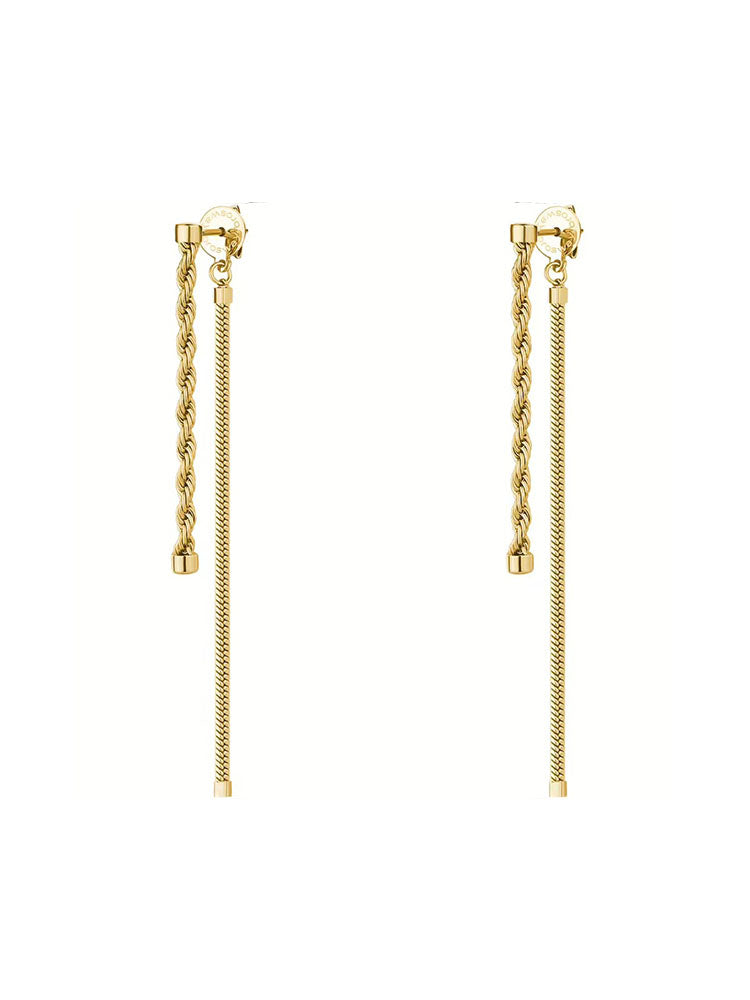 ORECCHINI DONNA IN ACCIAIO PENDENTI TORCHON E SNAKE  FINITURA ORO COLLEZIONE ESSENTIAL BROSWAY