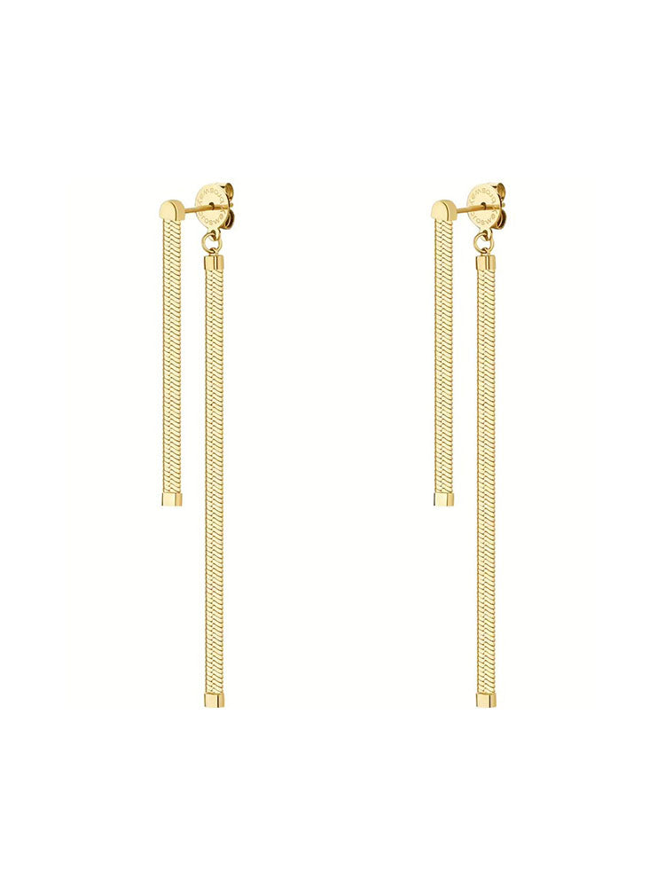 ORECCHINI DONNA IN ACCIAIO PENDENTI MAGLIA SNAKE FINITURA ORO COLLEZIONE ESSENTIAL BROSWAY